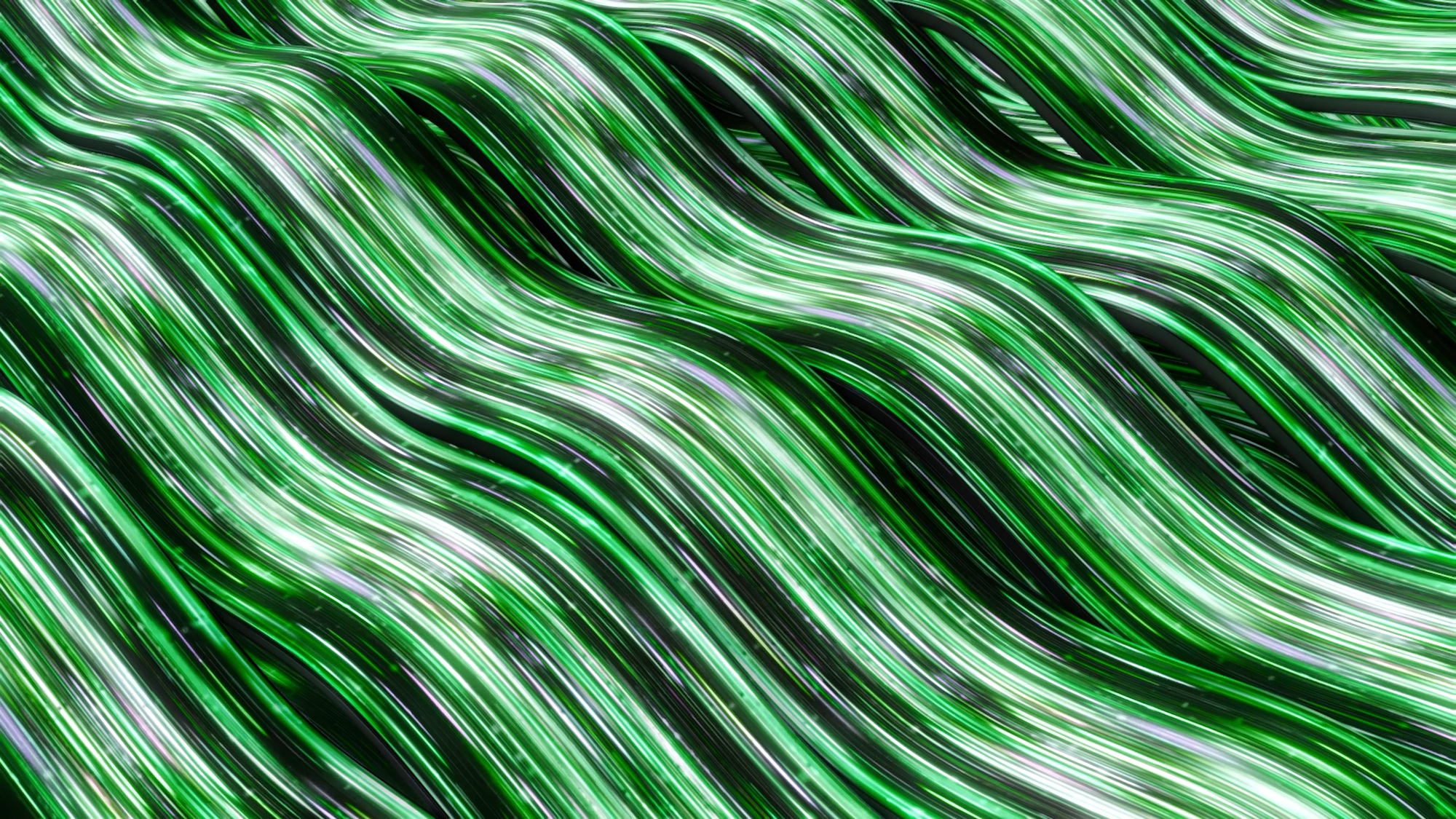 Wavy flows of energy lines in cyberspace. Animation. Luminous lines move along wavy flow in matrix